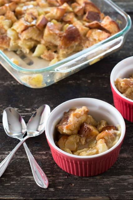 {Apple Pie Bread Pudding with Bourbon Caramel Sauce}