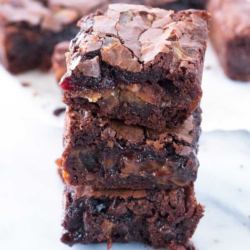 Bacon Bourbon Caramel Stuffed Brownies