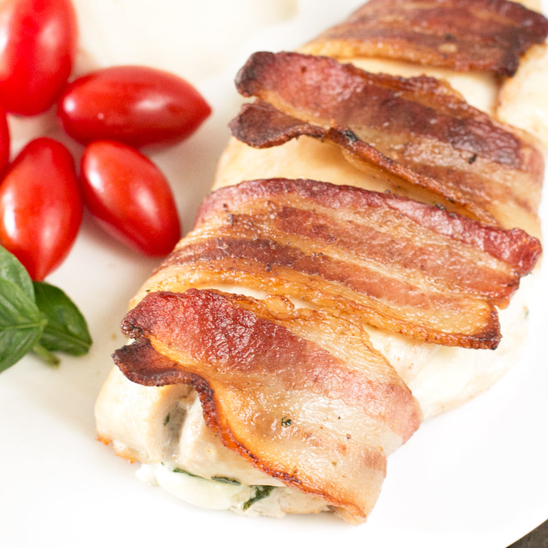 Bacon-Wrapped Caprese Stuffed Chicken