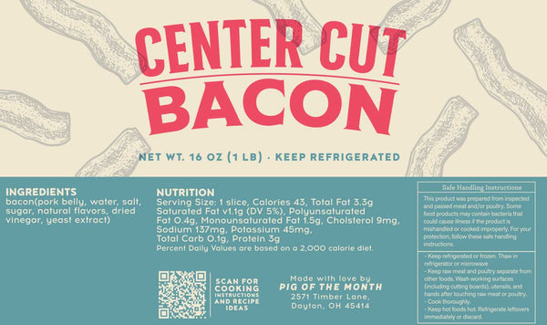 Lean Center Cut Bacon (No Flavoring Added!)